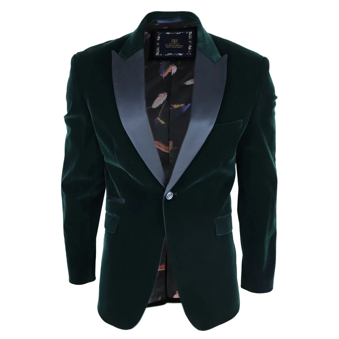 Rosa – Men’s Soft Velvet Olive Green 1 Button Dinner Jacket Tuxedo Blazer Fit
