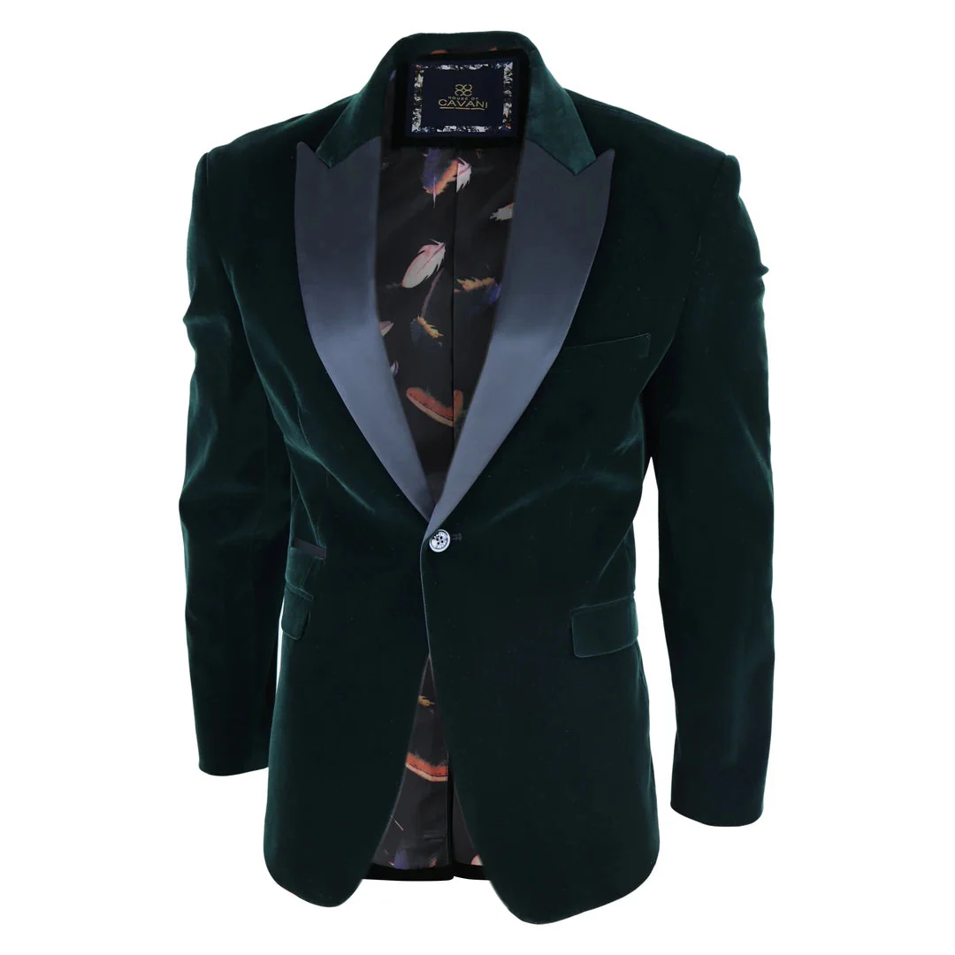 Rosa – Men’s Soft Velvet Olive Green 1 Button Dinner Jacket Tuxedo Blazer Fit - Image 3