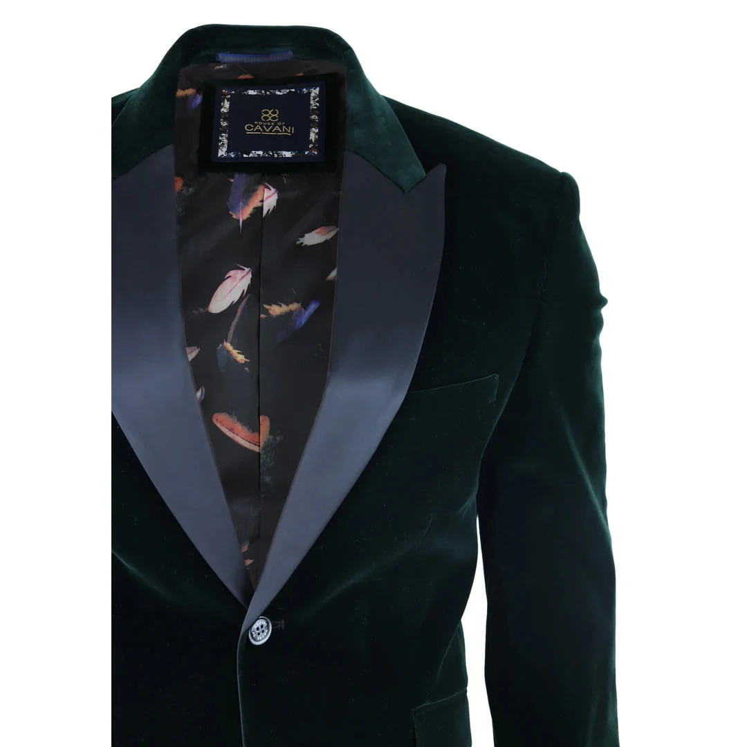 Rosa – Men’s Soft Velvet Olive Green 1 Button Dinner Jacket Tuxedo Blazer Fit - Image 4