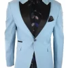 Mens Velvet Blazer Tuxedo Jacket Black Satin Lapel Pastel Blue Pink Green