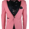 Mens Velvet Blazer Tuxedo Jacket Black Satin Lapel Pastel Pink