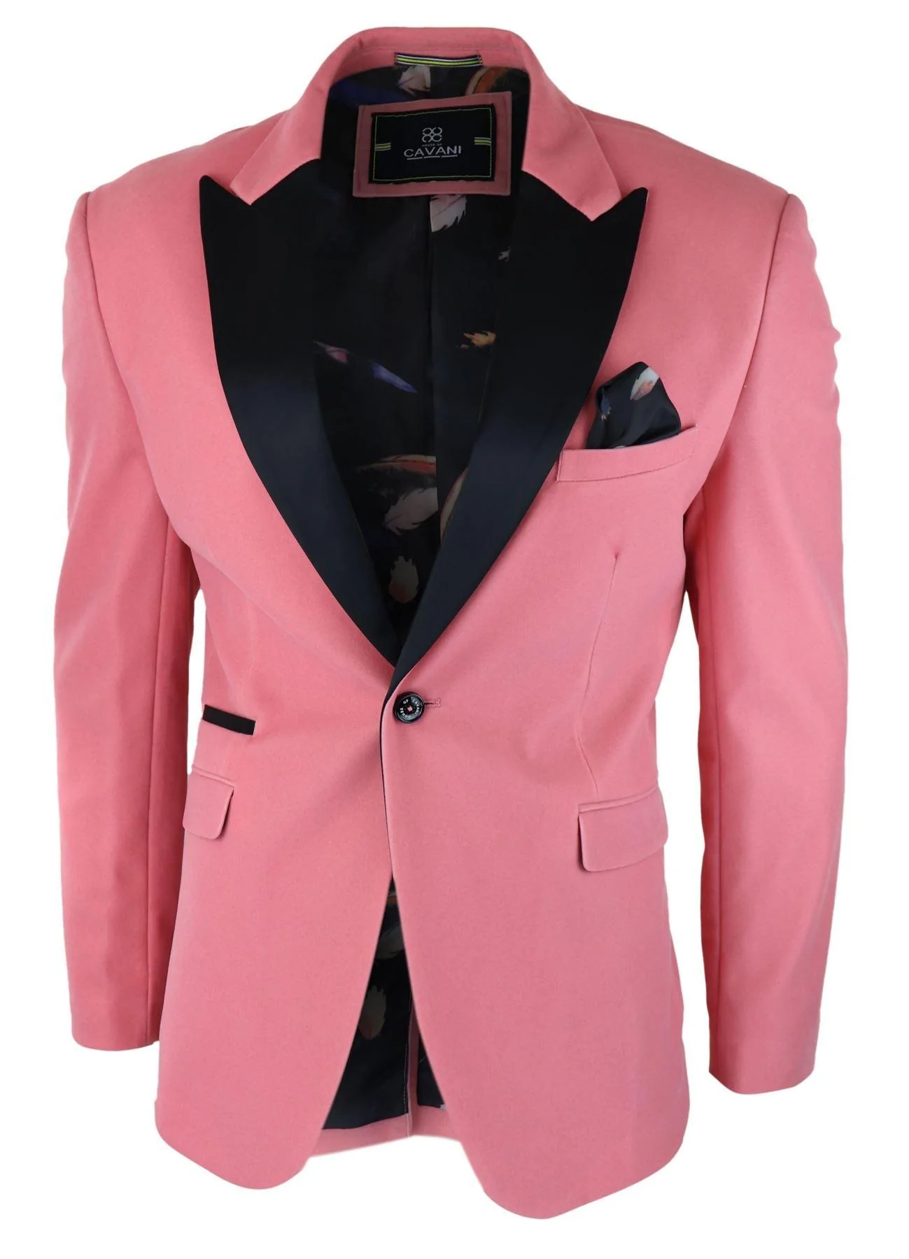 Mens Velvet Blazer Tuxedo Jacket Black Satin Lapel Pastel Pink - Image 2