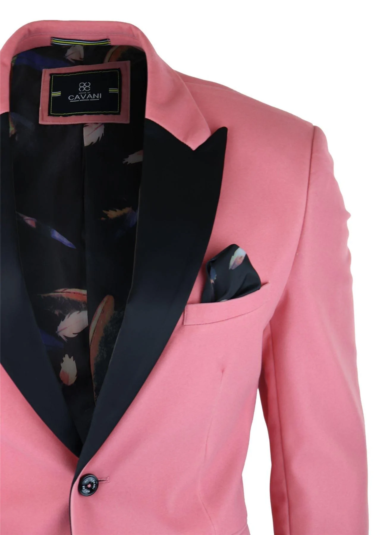 Mens Velvet Blazer Tuxedo Jacket Black Satin Lapel Pastel Pink - Image 3