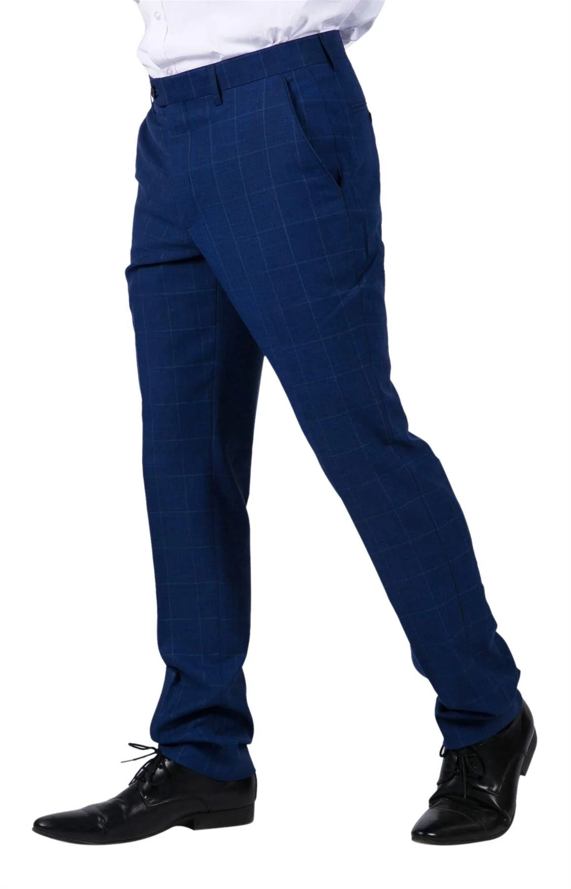 Rover – Men’s Blue Wedding Trousers Tweed Check - Image 3