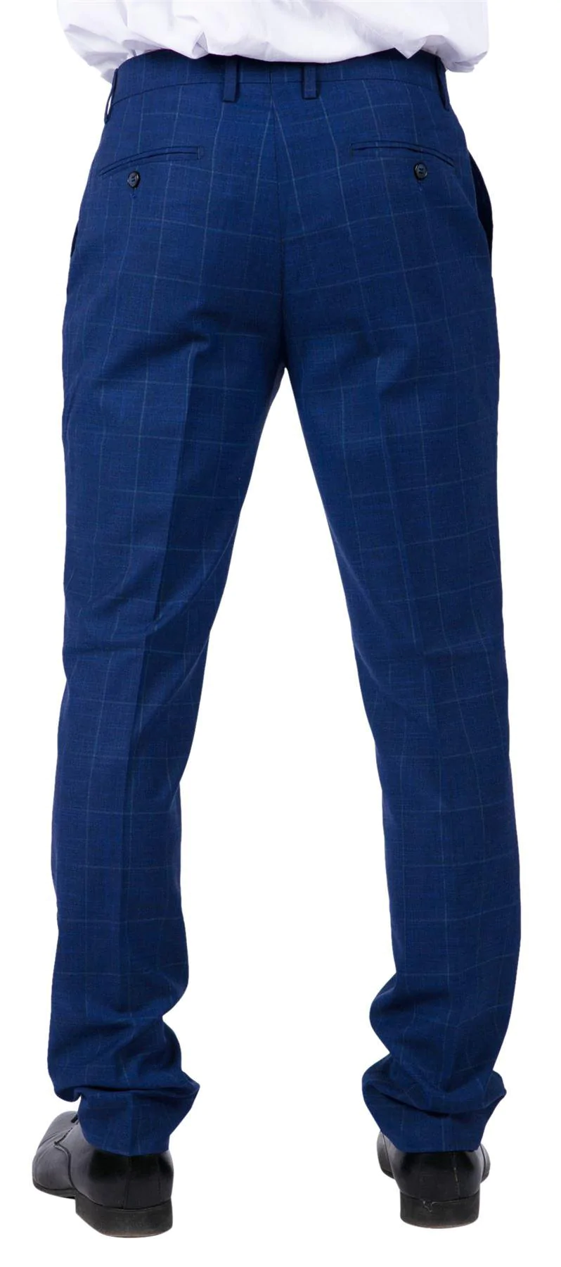 Rover – Men’s Blue Wedding Trousers Tweed Check - Image 2