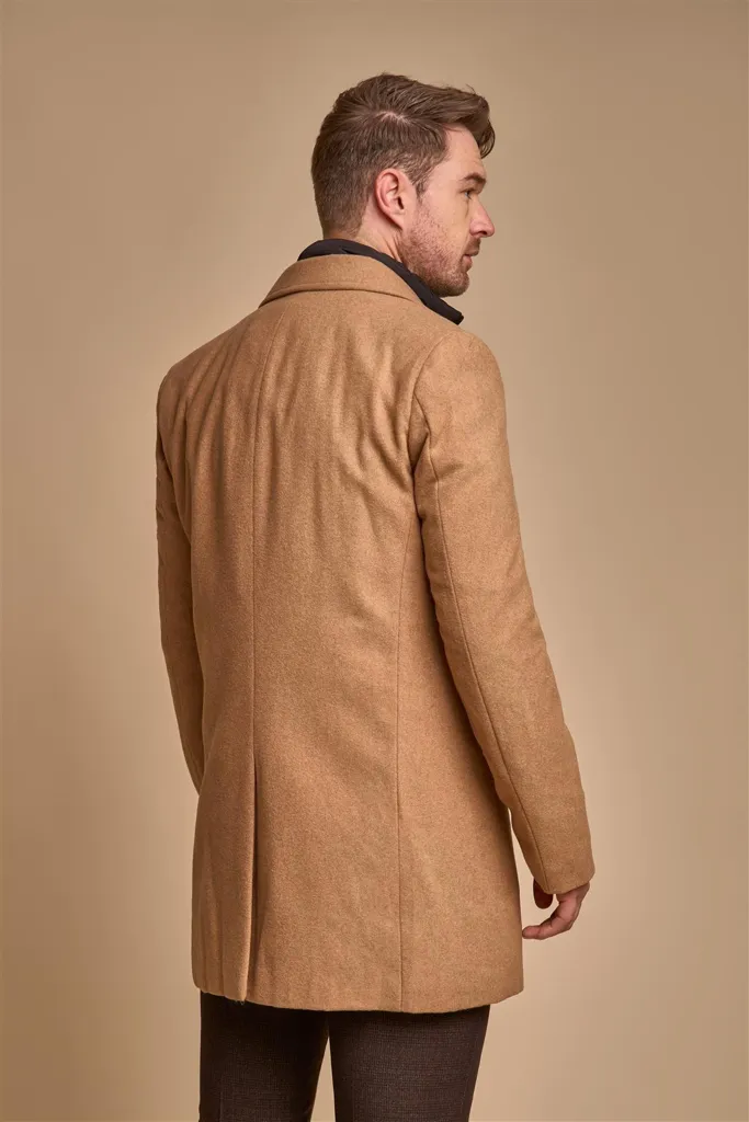 Sanford – Men’s Camel Wool Blend Overcoat - Image 2
