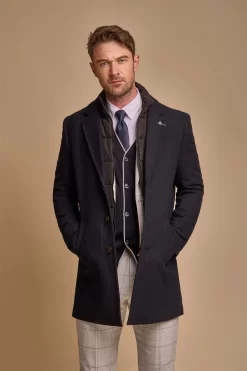 Sanford – Men’s Navy Wool Blend Overcoat