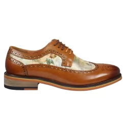 Scott – Men’s Brown Iconic Print Leather Brogue Shoes