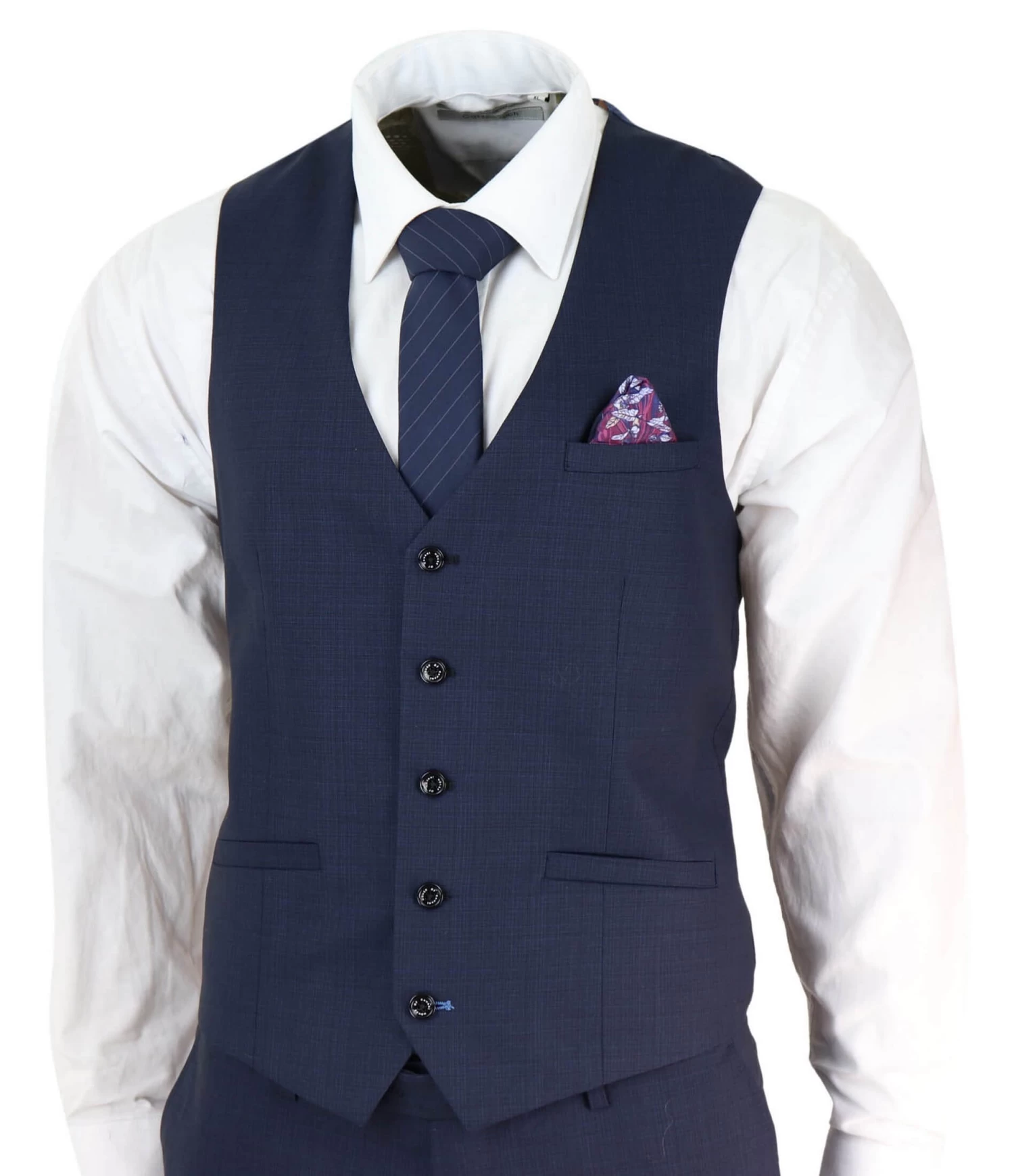Mens Navy Blue Tailored Fit Suit - Image 5