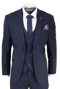 Mens Navy Blue Tailored Fit Suit