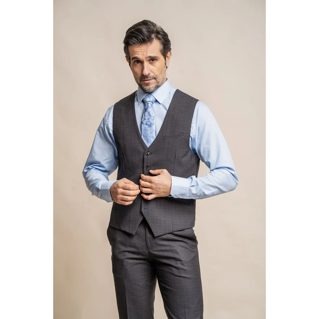 Seeba – Men’s Classic Charcoal Waistcoat - Image 2