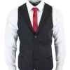 Mens Waistcoat Wool Olive Green With Red Blue Brown Check Tweed Classic Vintage Tailored Fit