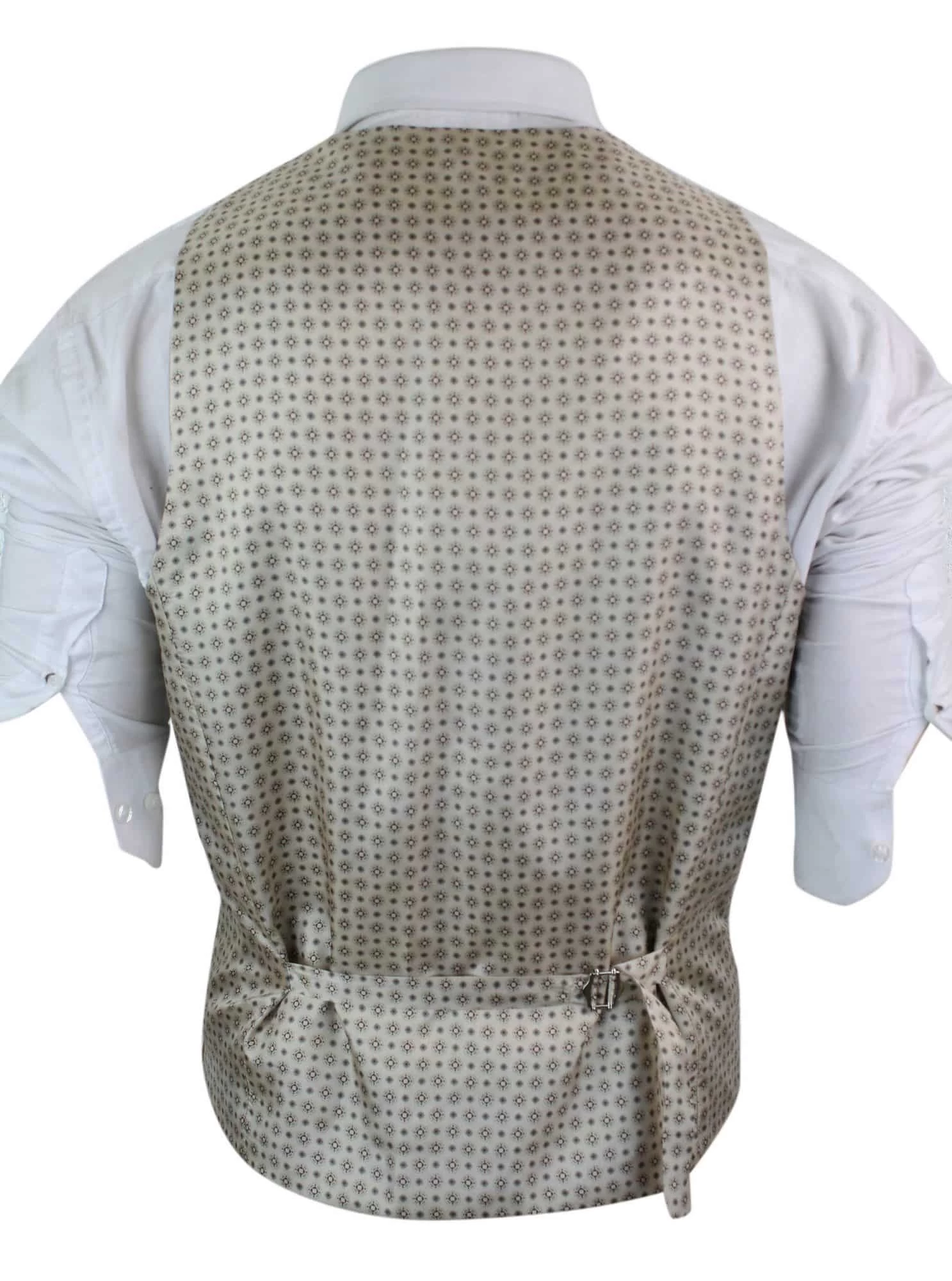 Mens Waistcoat Wool Tan Brown Check Tweed Classic Vintage Tailored Fit - Image 4