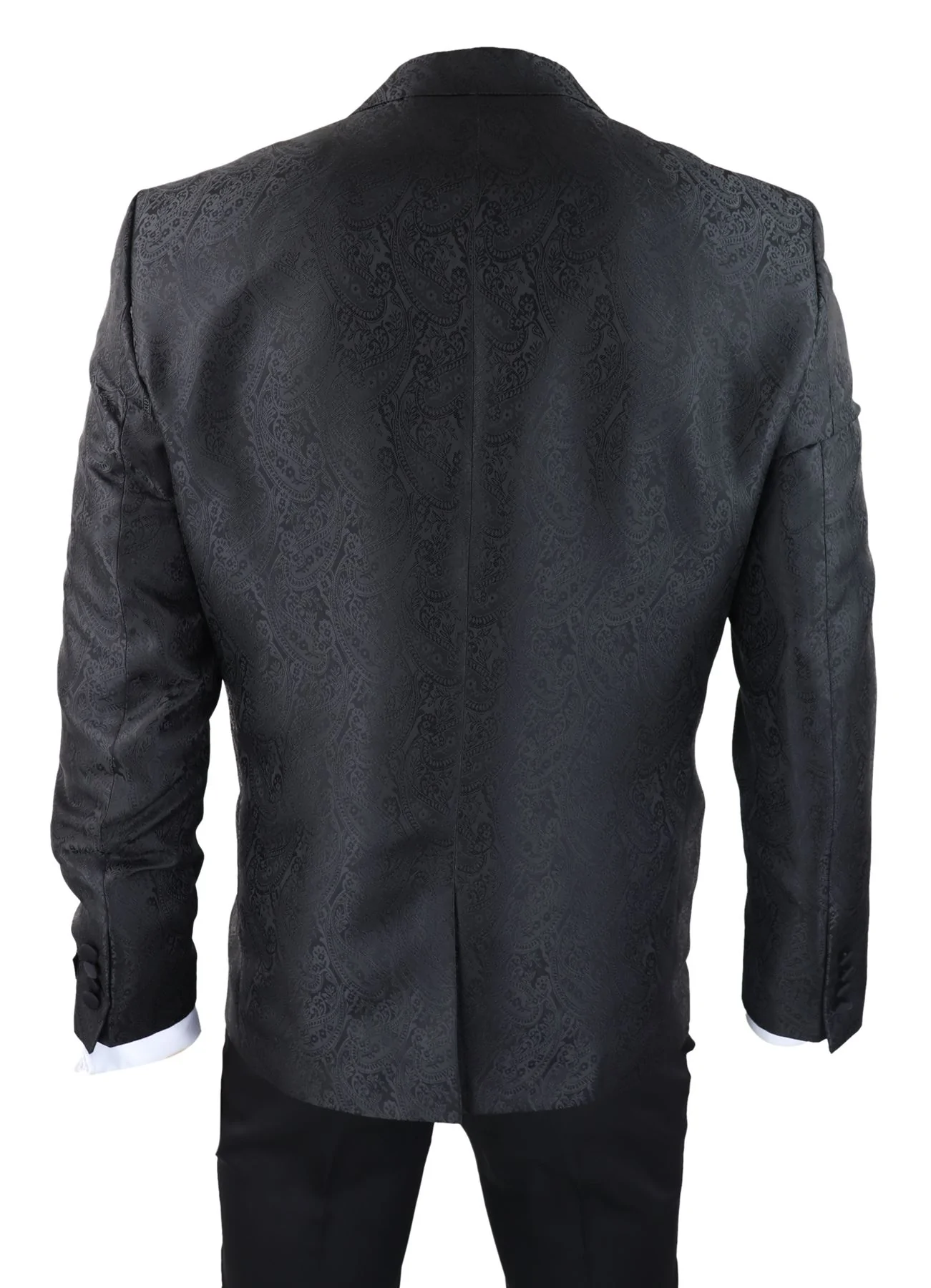 Mens Paisley Tuxedo Blazer And Waistcoat Brocade Dinner Jacket Satin Black Fit β No Trousers - Image 8