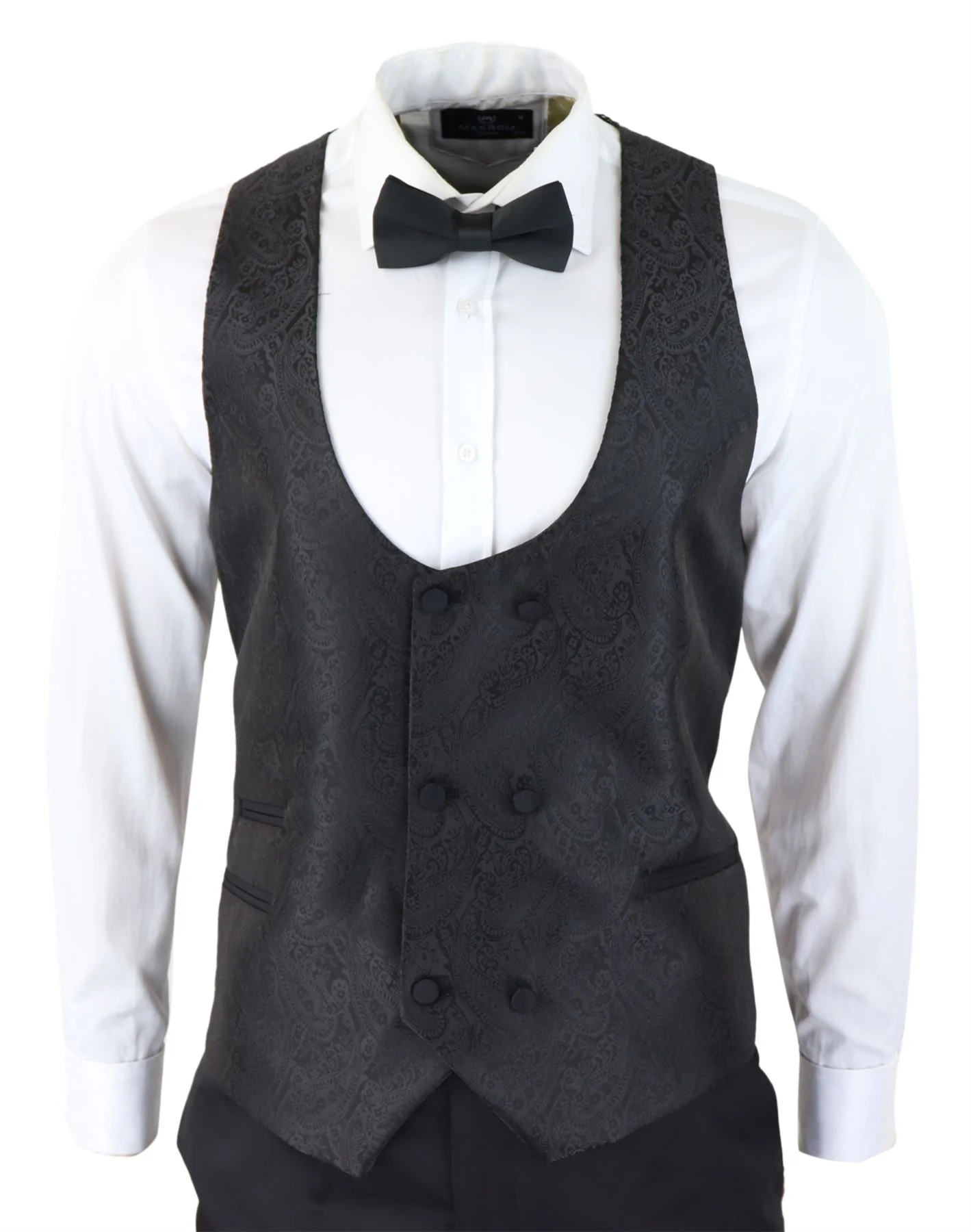 Mens Paisley Tuxedo Blazer And Waistcoat Brocade Dinner Jacket Satin Black Fit β No Trousers - Image 5