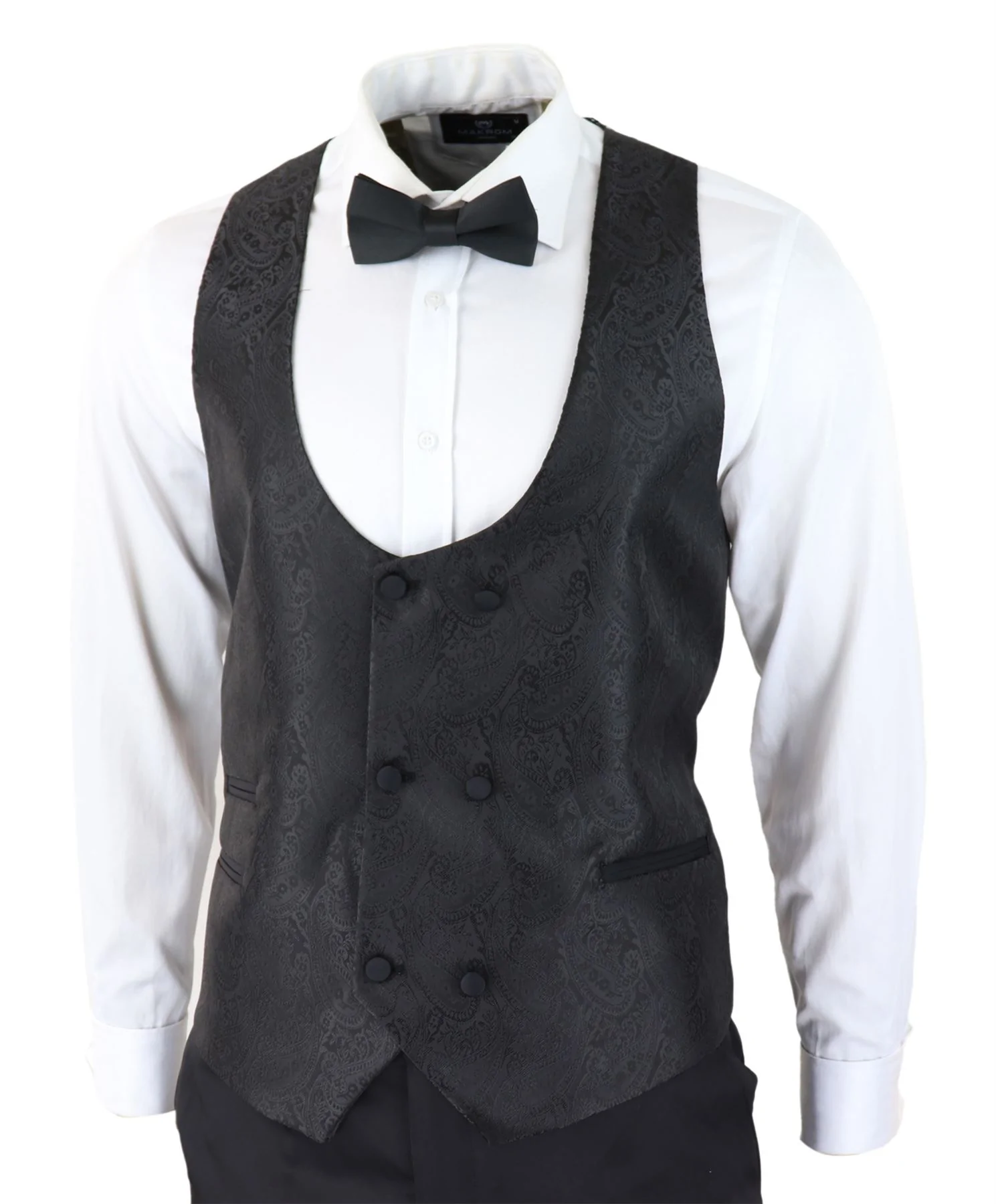 Mens Paisley Tuxedo Blazer And Waistcoat Brocade Dinner Jacket Satin Black Fit β No Trousers - Image 6