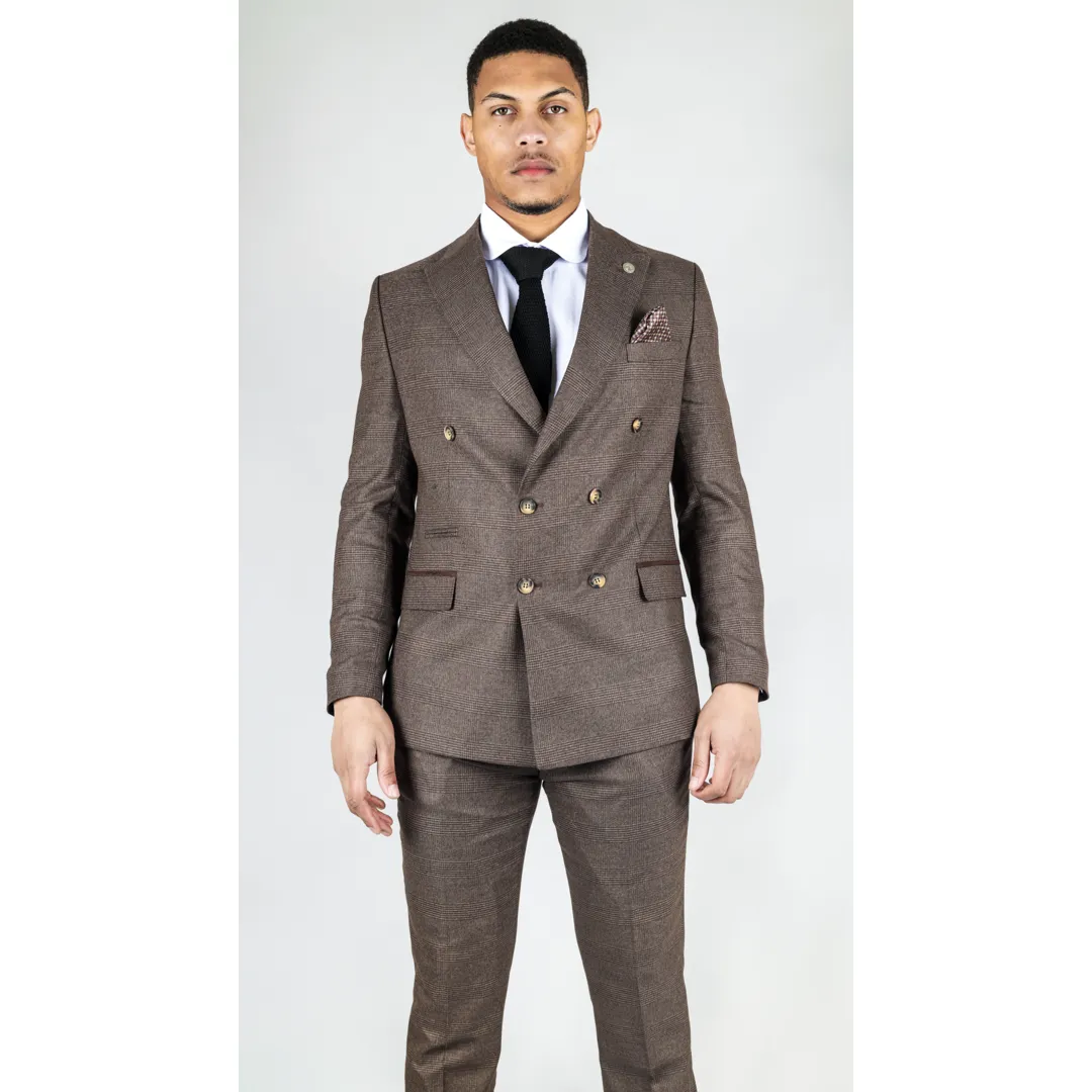 STZ92 – Men’s Brown Double Breasted 2 Piece Suit