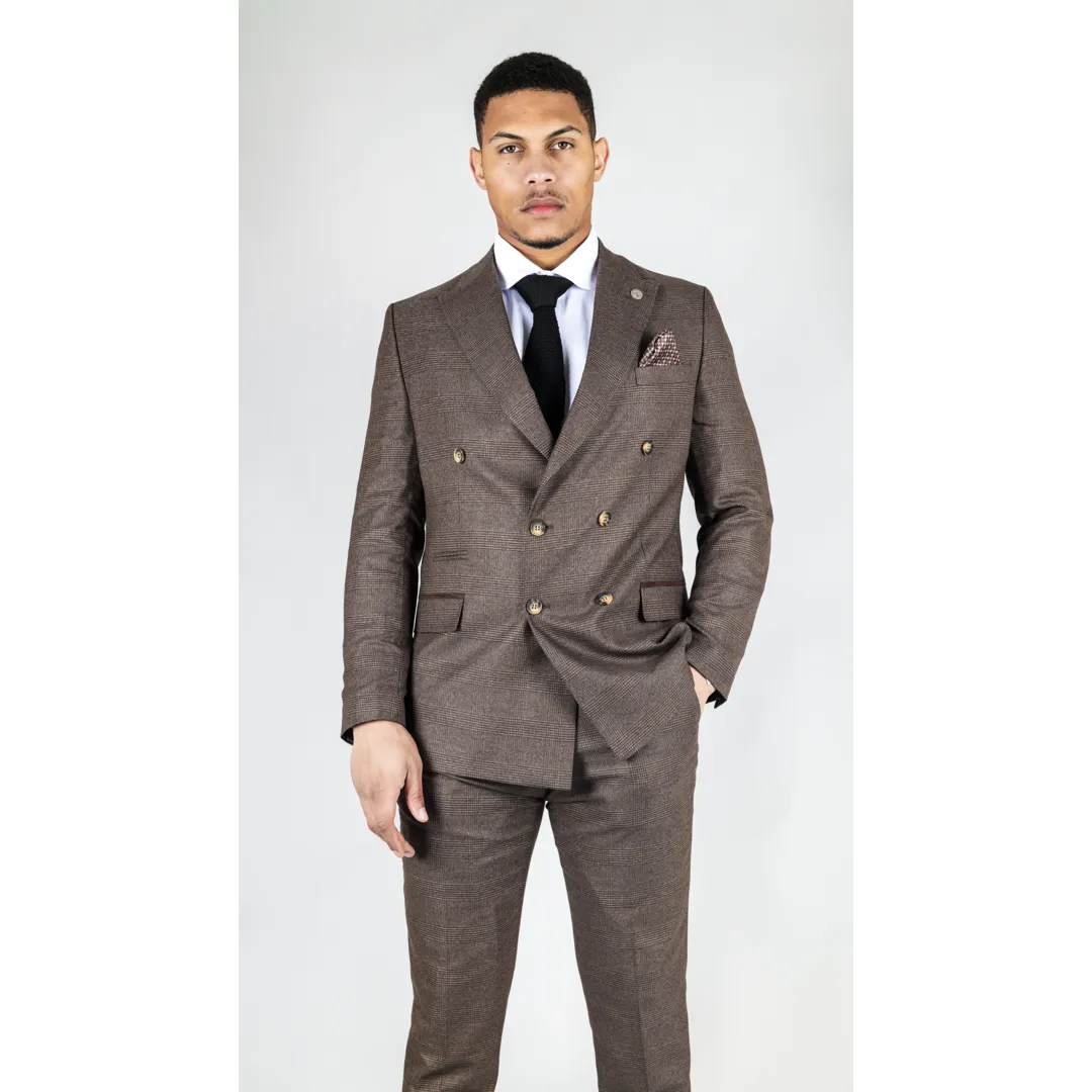 STZ92 – Men’s Brown Double Breasted 2 Piece Suit - Image 2