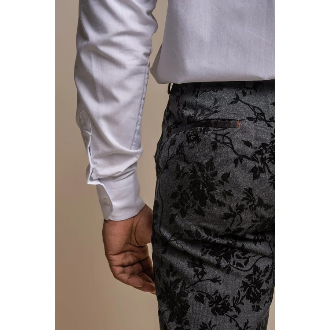 Georgi – Men’s Black Floral Trousers - Image 4