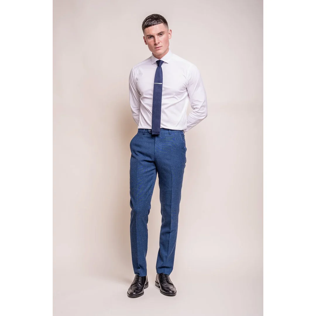 Miami – Men’s Blue Crosshatch Trousers - Image 2