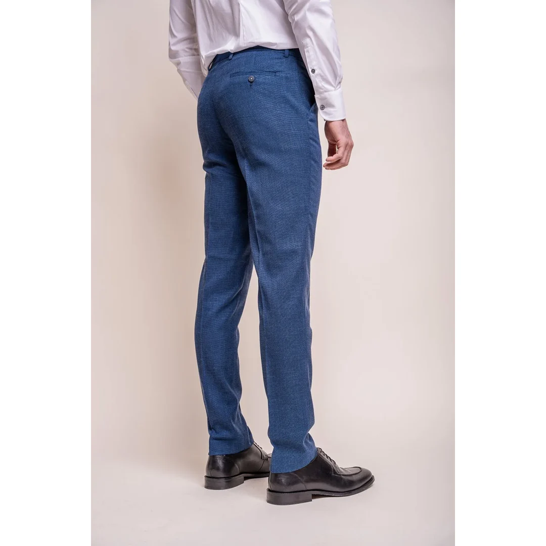Miami – Men’s Blue Crosshatch Trousers - Image 3