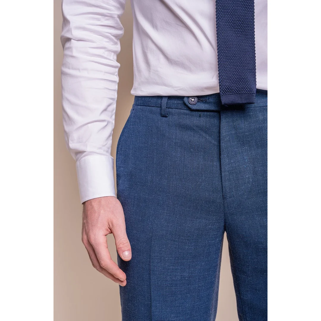 Miami – Men’s Blue Crosshatch Trousers - Image 4