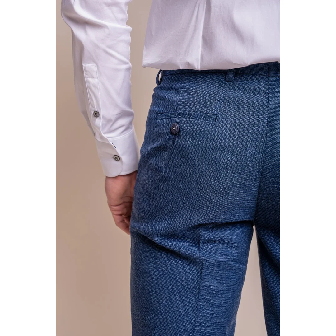 Miami – Men’s Blue Crosshatch Trousers - Image 5