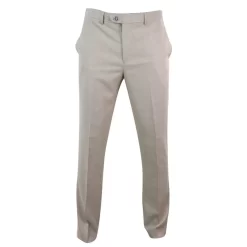 Sandon – Men’s Cream Crosshatch Pattern Trousers