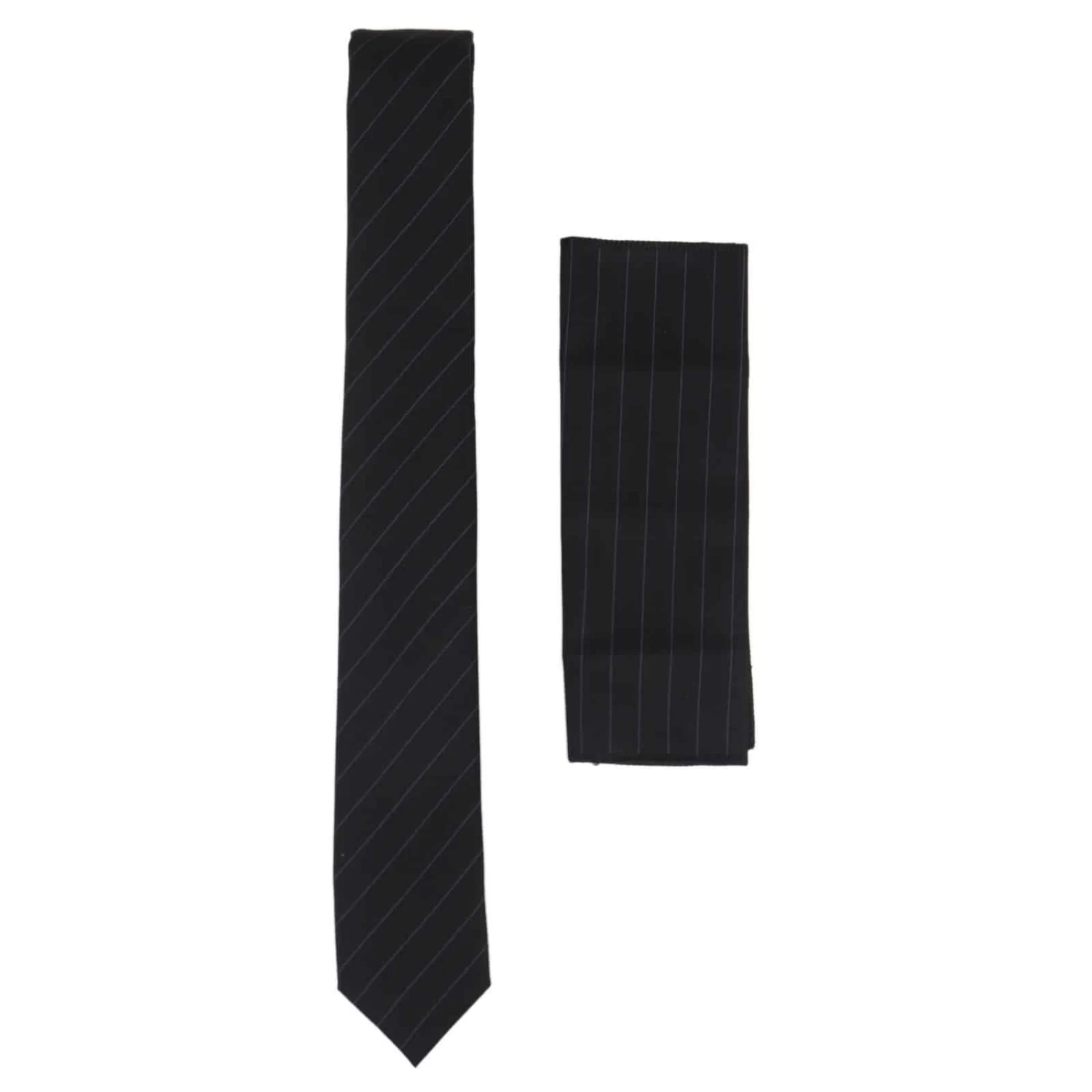 Mens Tie And Hankie Set β Black Stripe STZ42, One Size - Image 3