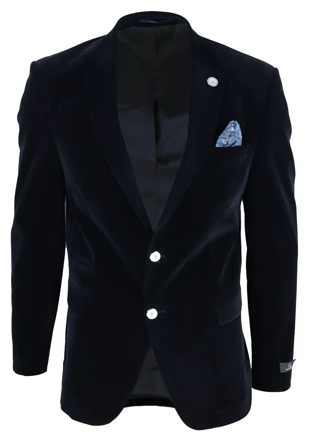 Mens Velvet Blazer Suit Jacket 2 Button Dinner Smart Casual Formal Tailored Fit β Black