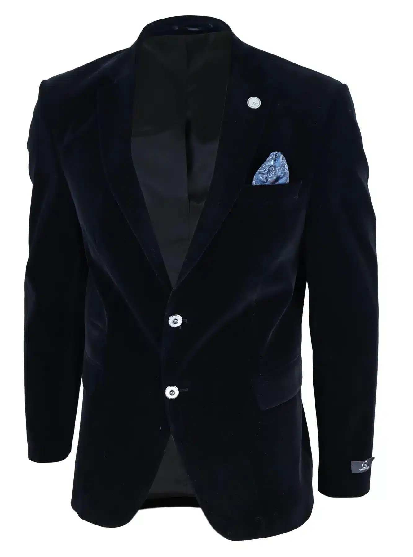 Mens Velvet Blazer Suit Jacket 2 Button Dinner Smart Casual Formal Tailored Fit β Black - Image 4