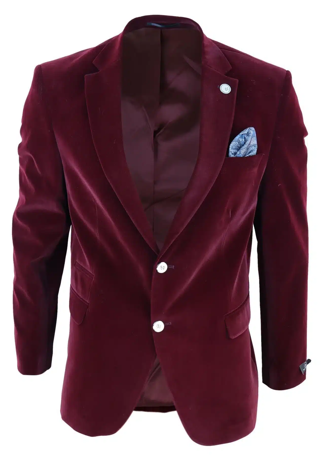 Mens Velvet Blazer Suit Jacket 2 Button Dinner Smart Casual Formal Tailored Fit β Wine