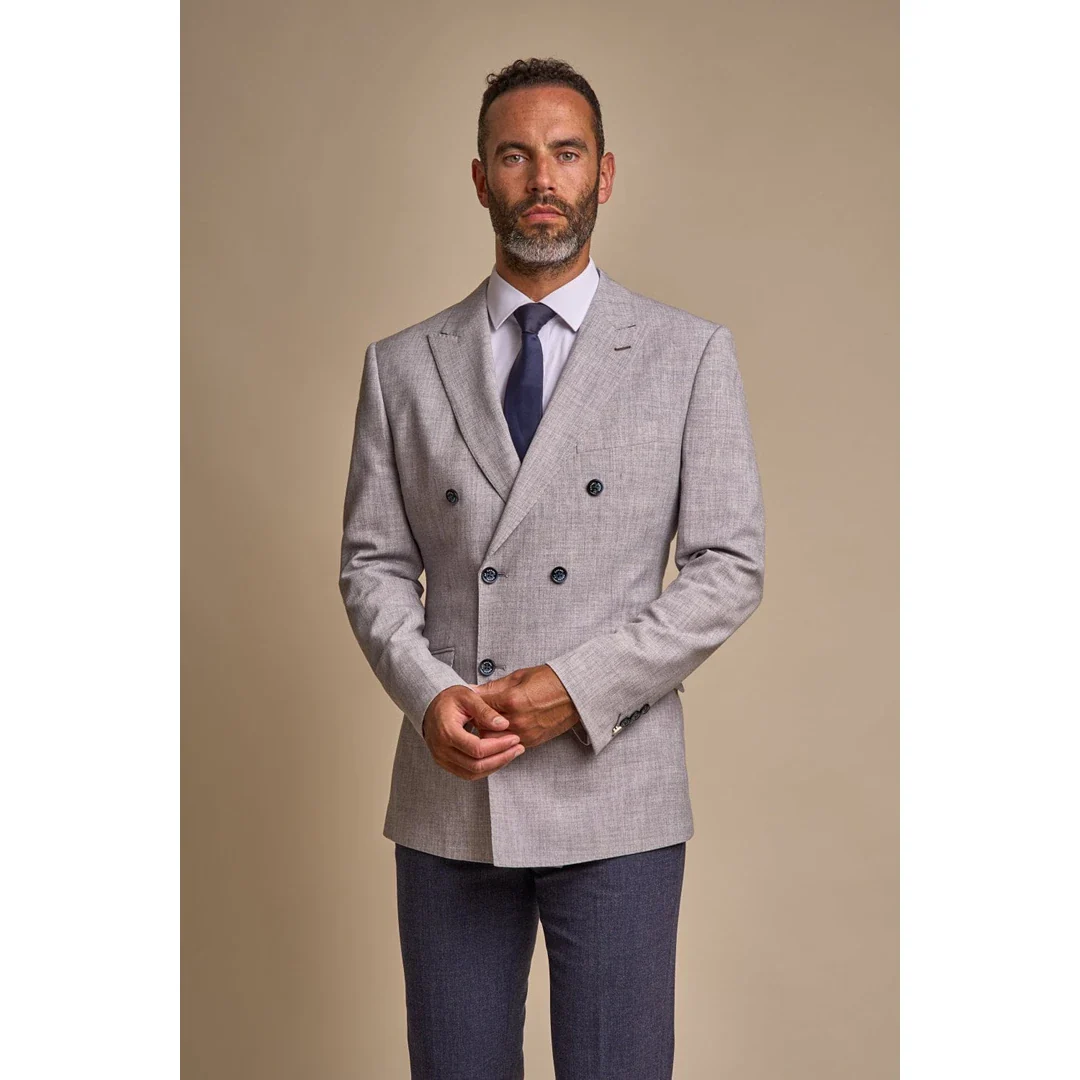 Tokyo – Men’s Grey Double Breasted Blazer - Image 4
