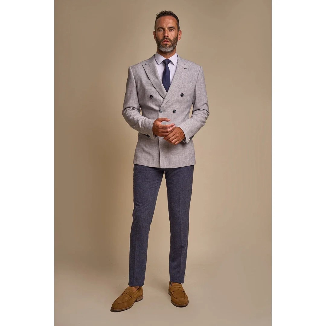 Tokyo – Men’s Grey Double Breasted Blazer - Image 3