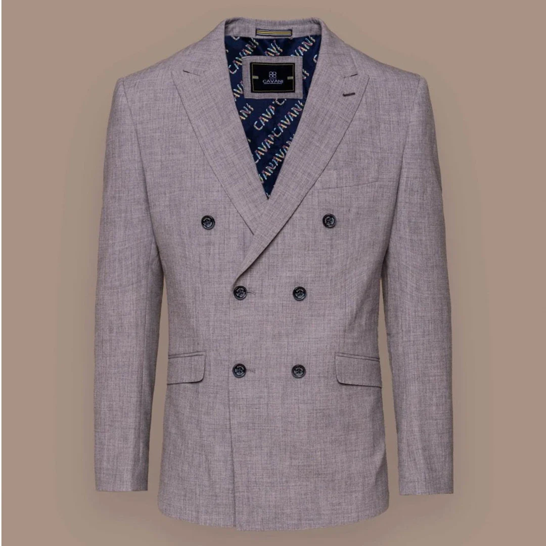 Tokyo – Men’s Grey Double Breasted Blazer - Image 2