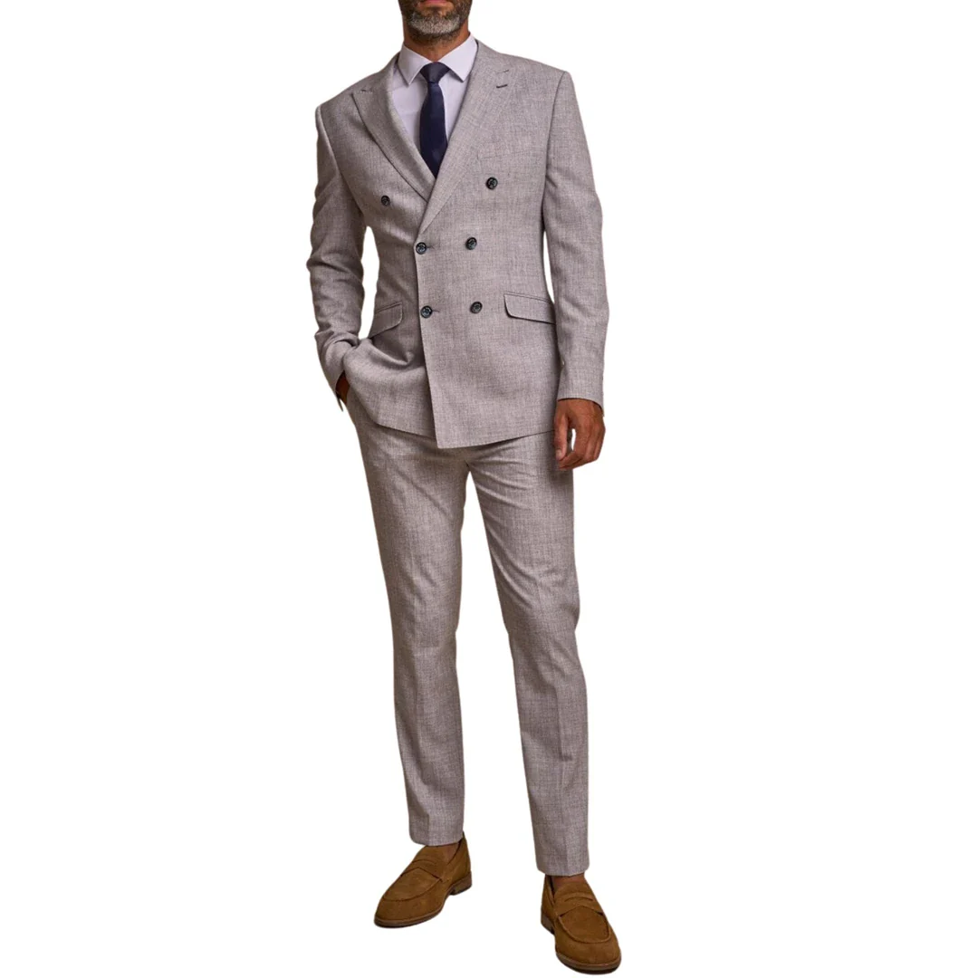 Tokyo – Men’s Grey 2 Piece Double Breasted Suit - Image 3