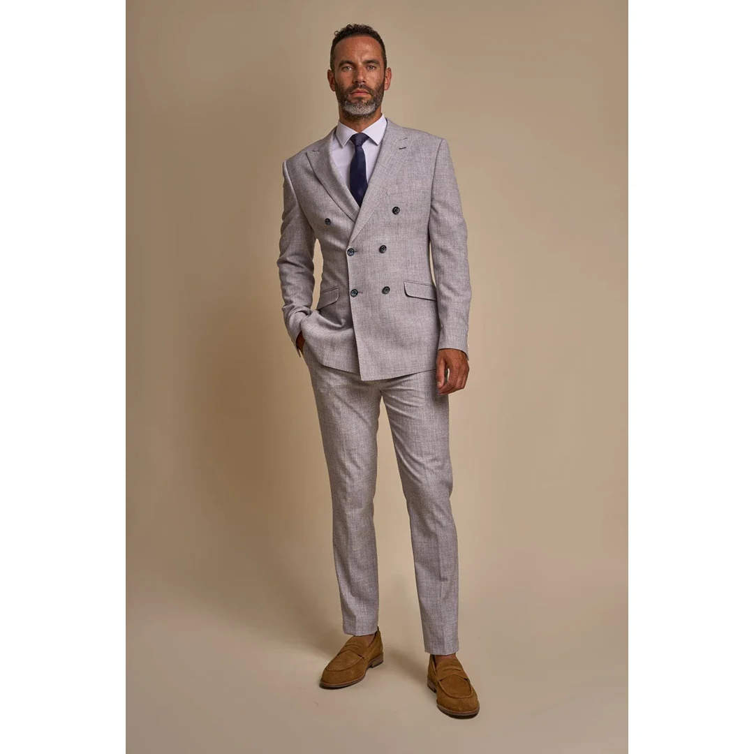 Tokyo – Men’s Grey 2 Piece Double Breasted Suit - Image 2