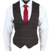 Cavani Tommy – Men’s Brown Herringbone Tweed Check Waistcoat
