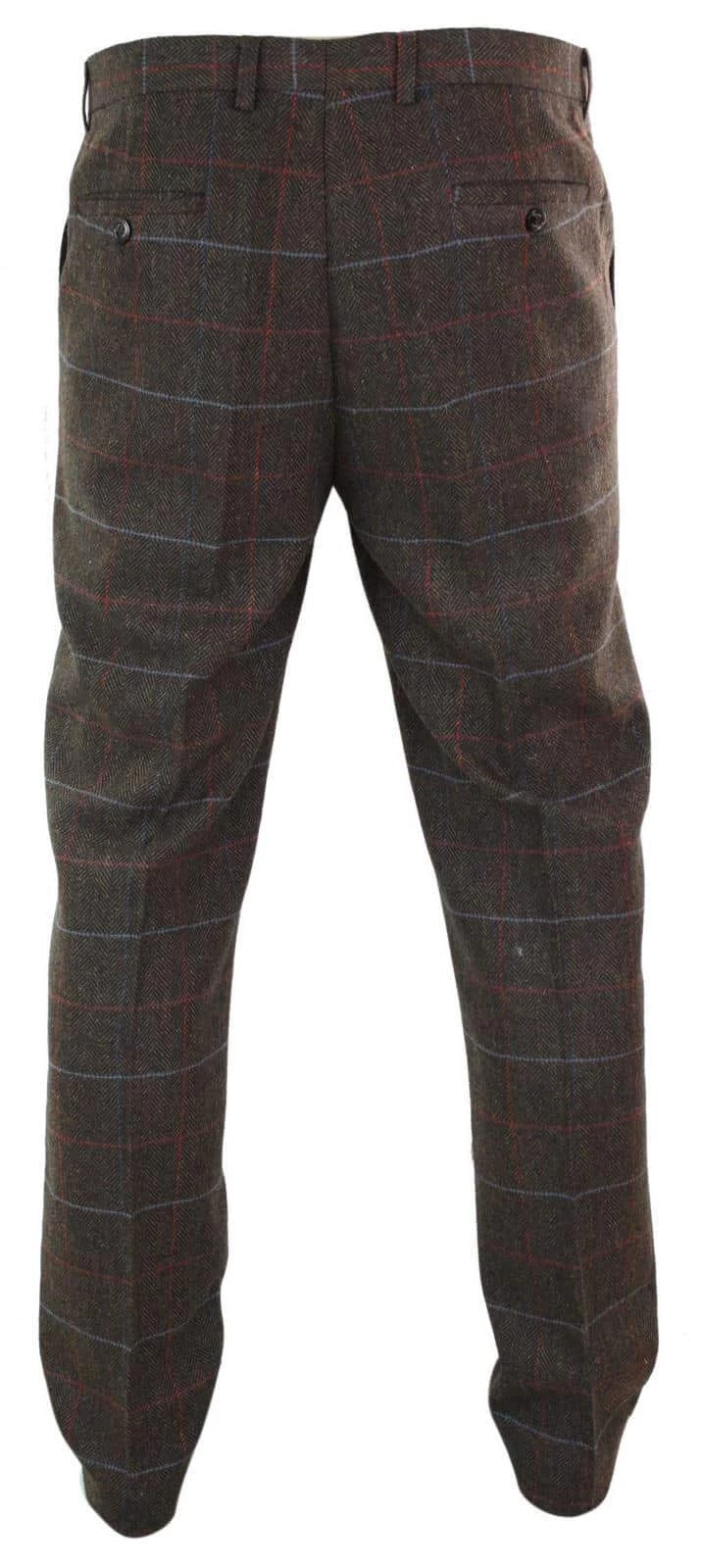 Cavani Tommy β Mens Herringbone Tweed Check Classic Vintage Trousers - Image 4