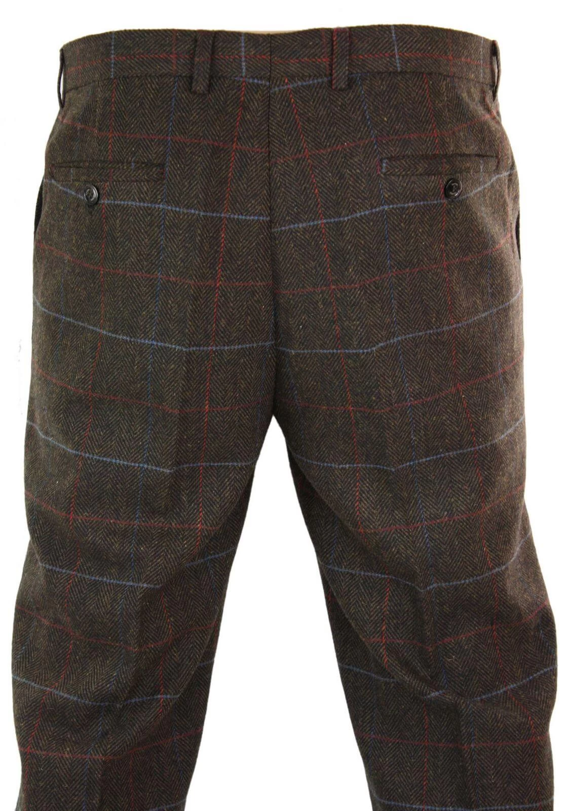 Cavani Tommy β Mens Herringbone Tweed Check Classic Vintage Trousers - Image 3