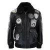 Men’s Full Black Grey Topgun Maverick Jacket Pilot Bomber US Badges Black Fur Tom Cat