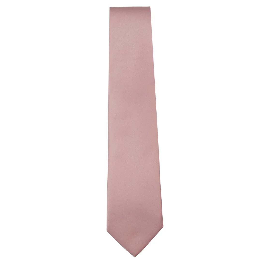 Men’s Tie & Hankie Handkerchief Pocket Square Neck Tie Satin Silk Light Dusty Pink Peach - Image 2