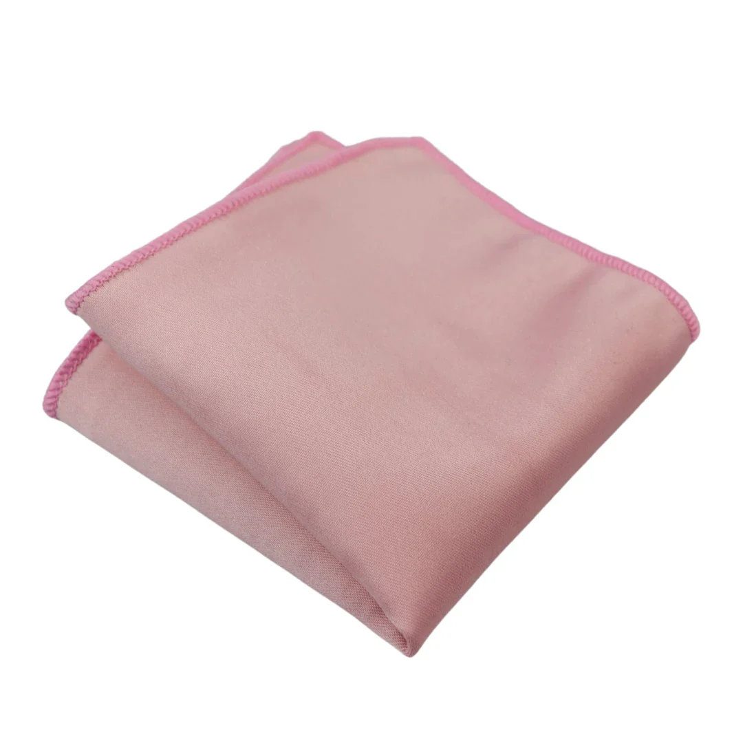 Men’s Tie & Hankie Handkerchief Pocket Square Neck Tie Satin Silk Light Dusty Pink Peach - Image 3