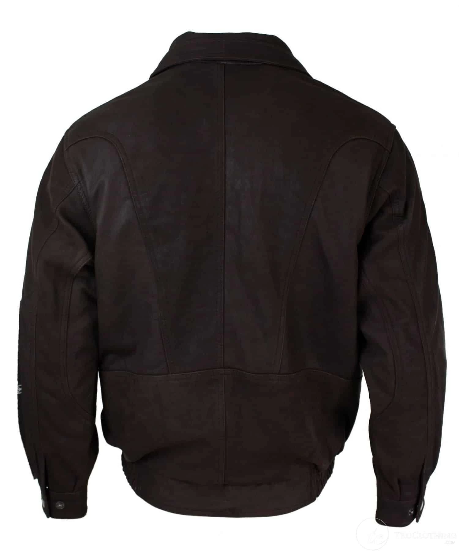 Mens Classic Bomber Black Nubuck Washed Brown Real Leather Jacket-Brown - Image 2
