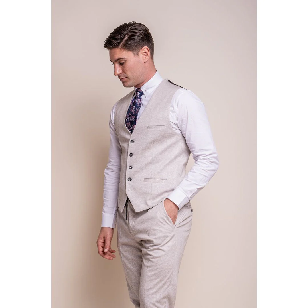Valencia Men’s Classic Cream 3-Piece Wedding Suit - Image 4