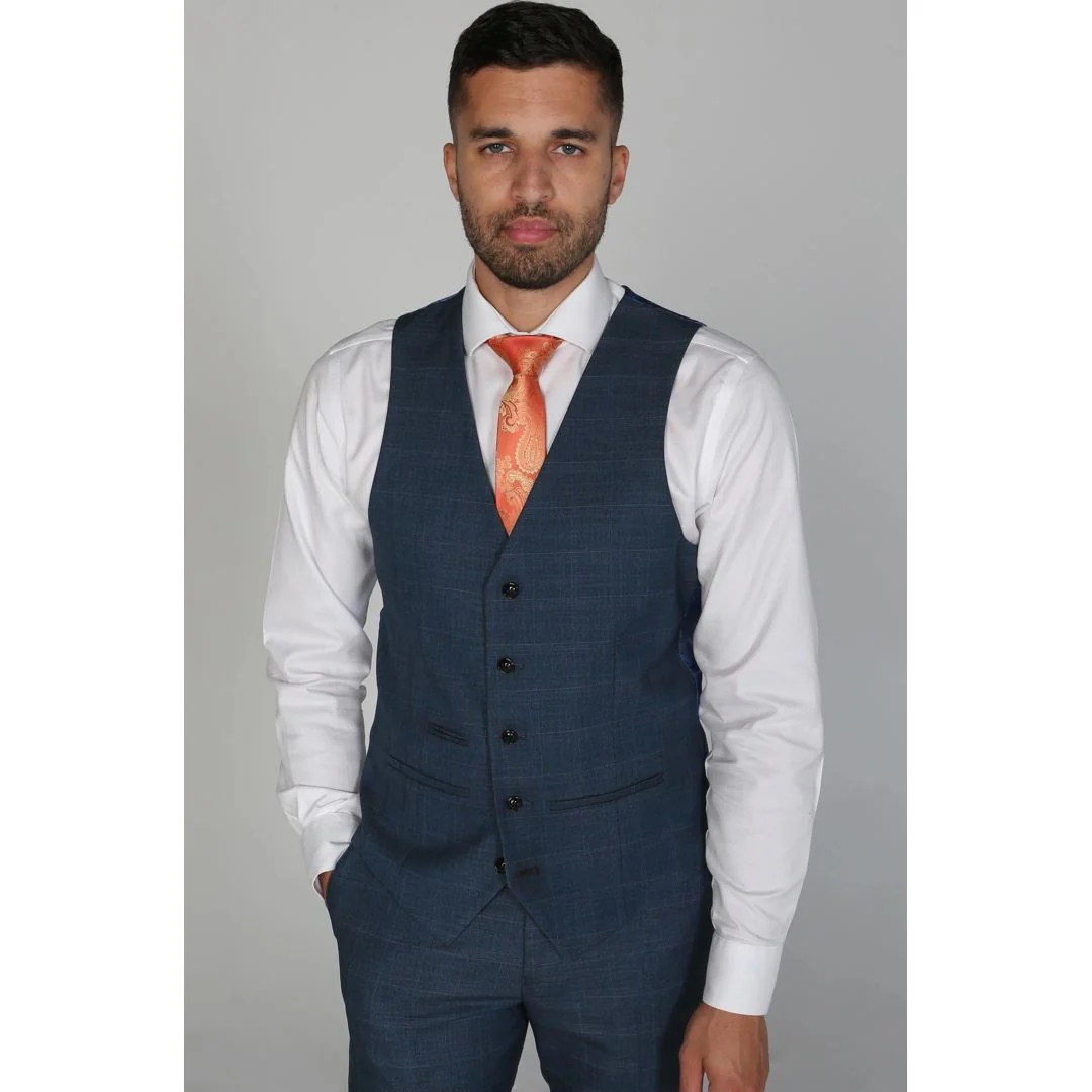 Viceroy – Men’s Blue Check Waistcoat