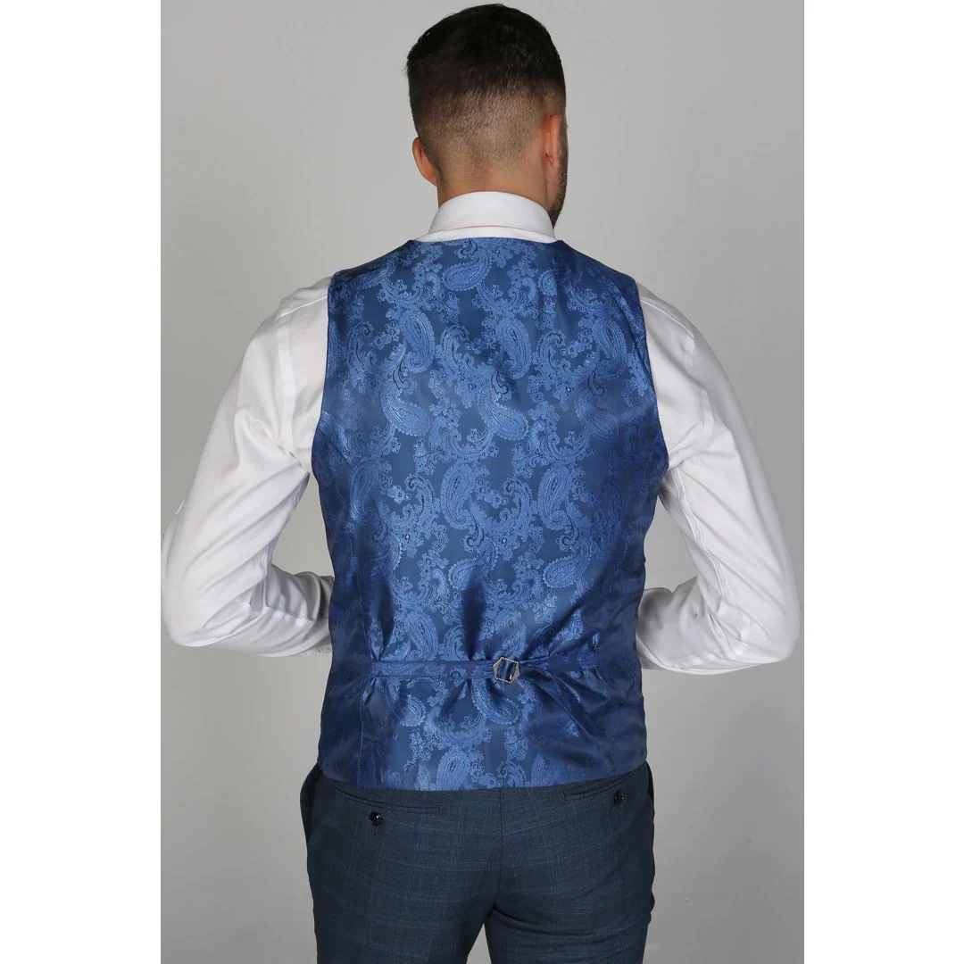Viceroy – Men’s Blue Check Waistcoat - Image 2