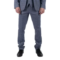 Victor – Men’s Tweed Check Blue Wedding Trousers