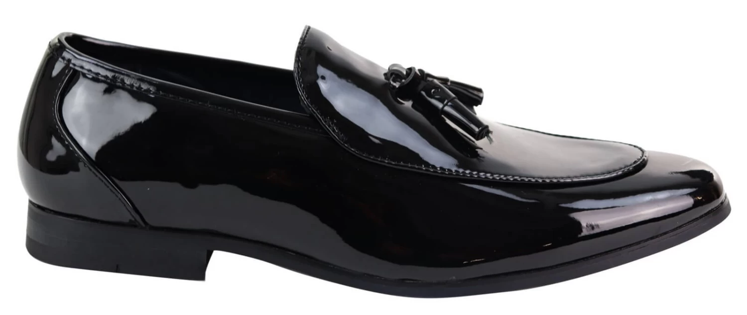 Mens Black Patent Shoes With Tassel