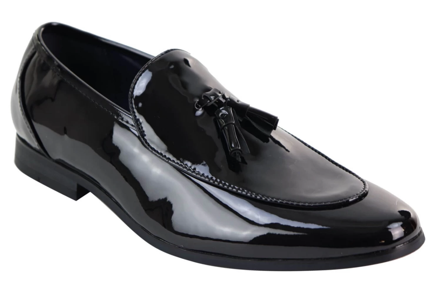 Mens Black Patent Shoes With Tassel - Image 2